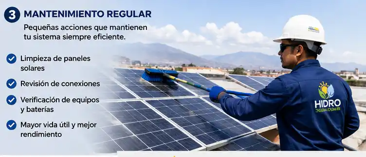Mantenimiento de paneles solares para mejorar la producción de energía.